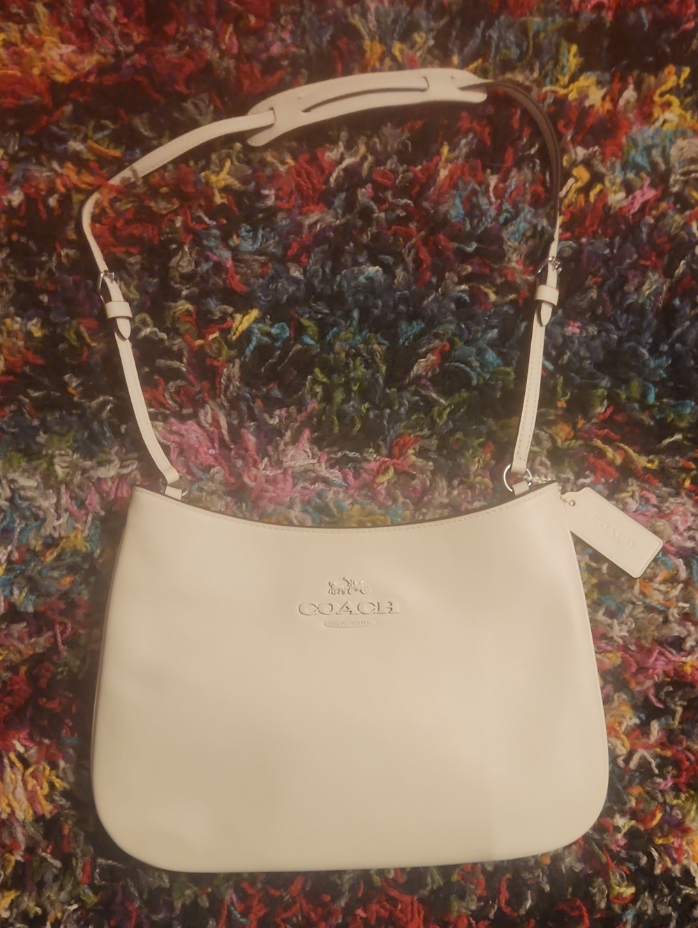 NWT Coach Cream Leather Shoulder Bag with Adjustable Strap
